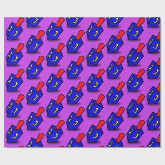 ハヌカーのカラフルなdreidlの紫色のギフト用包装紙 ラッピングペーパー (フラット)