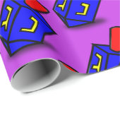 ハヌカーのカラフルなdreidlの紫色のギフト用包装紙 ラッピングペーパー (ロールコーナー)