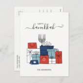 ハヌカーのギフト及び(ユダヤ教)メノラーの休日の郵便はがき シーズンポストカード (正面/裏面)