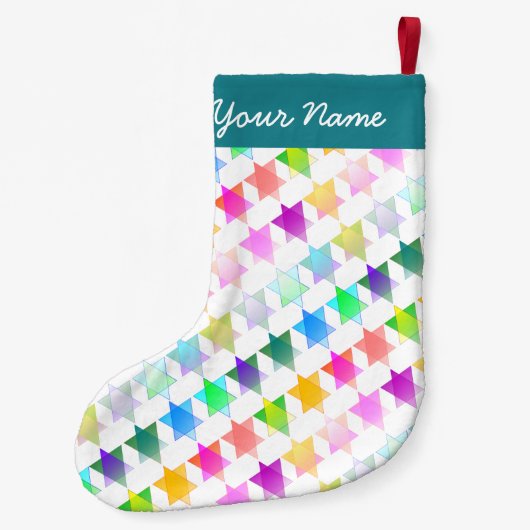 ハヌカーのコラージュおよび虹の星の貯蔵 スモールクリスマスストッキング (裏面)