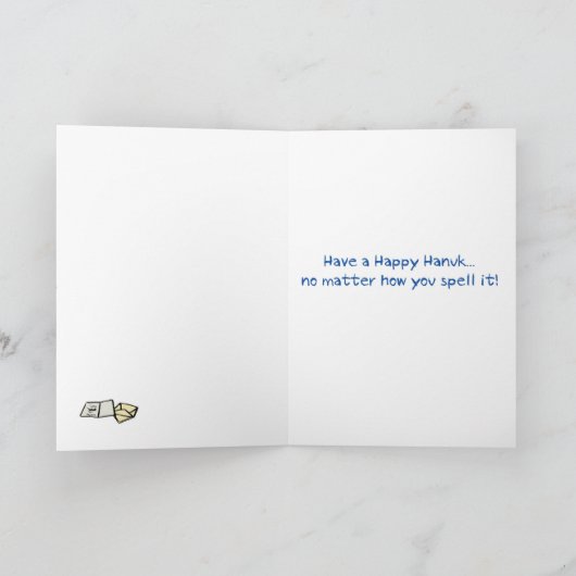 ハヌカーのスペリングのハヌカーの冗談の挨拶状 シーズンカード (内部)