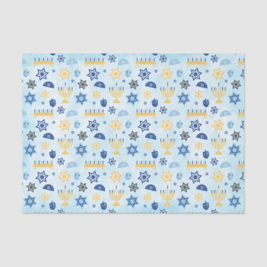 ハヌカーのハヌカー(ユダヤ教の祭り)の(ユダヤ教)メノラーは星Driedelsをつけます 薄葉紙 (正面)