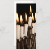 ハヌカーのハヌカー（ユダヤ教の祭り）のHanukahの（ユダヤ教）メノラーの非常に熱い蝋燭 シーズンカード (正面/裏面)