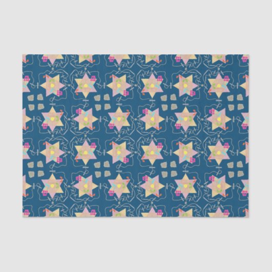 ハヌカーのパターン（の模様が）あるなギフトのティッシュの奇跡 薄葉紙 (正面)