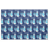 ハヌカーのユダヤ人の雪だるまの青いHanukiahパターン ファブリック (ファットクウォーター)