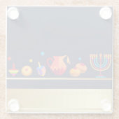 ハヌカーの幸せなパーティーの美しい装飾 ガラスコースター (裏面)