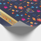 ハヌカーの幸せなパーティーの美しい装飾 ラッピングペーパー (角)