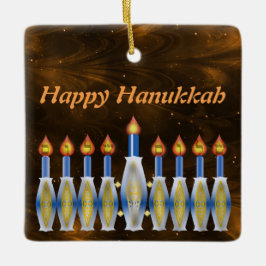 ハヌカーの幸せな様式化された（ユダヤ教）メノラーの曖昧な空 セラミックオーナメント