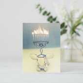 ハヌカーの挨拶状-アルドウサギおよび(ユダヤ教)メノラー シーズンポストカード (スタンド正面)