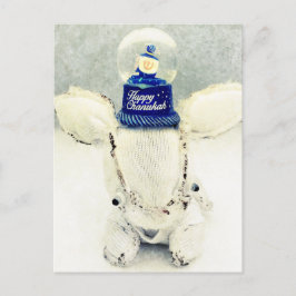 ハヌカーの挨拶状-ウサギおよび雪の地球 シーズンポストカード