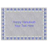 ハヌカーの濃紺の(ユダヤ教)メノラーの銀の家の装飾 テーブルクロス (正面(横))