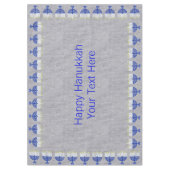 ハヌカーの濃紺の(ユダヤ教)メノラーの銀の家の装飾 テーブルクロス (正面)