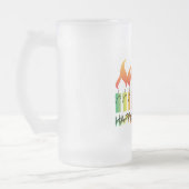 ハヌカーの虹の（ユダヤ教）メノラー フロストグラスビールジョッキ (左)