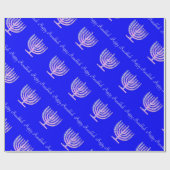 ハヌカーの青いピンクの（ユダヤ教）メノラー4ローラ ラッピングペーパー (フラット)