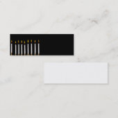 ハヌカーの(ユダヤ教)メノラーの燃焼白はハヌカー(ユダヤ教の祭り)の良否を明りにすかして調べます スキニー名刺 (正面/裏面)