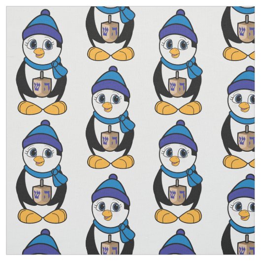 ハヌカーのDreidelのペンギン ファブリック (見本)