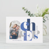 ハヌカーはっきりしたフォトブルーホリデーカード シーズンカード (スタンド正面)