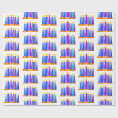 ハヌカーアートおもしろいブルーボホパターンキャンドルホワイト ラッピングペーパー (フラット)