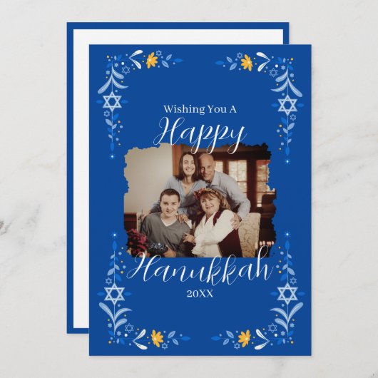 ハヌカーカスタムファミリーフォトホリデーカード シーズンカード (正面/裏面)