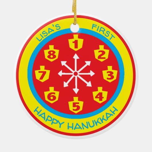ハヌカーカラフルハヌカー(ユダヤ教の祭り)8熱狂するナイトオーナメント セラミックオーナメント (裏面)