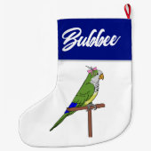 ハヌカーストッキング – グリーンクエーカーパロット ラージクリスマスストッキング (裏面)