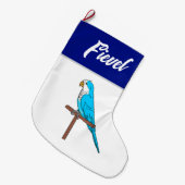 ハヌカーストッキング – ブルークエーカーパロット ラージクリスマスストッキング (正面 (吊り時))