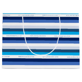 ハヌカーストライプパーソナライズされたホリデイ ラージペーパーバッグ