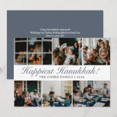 ハヌカータイポグラフィブルーファミリーフォトコラージュ シーズンカード (正面/裏面)