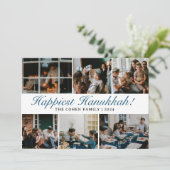 ハヌカータイポグラフィブルーファミリーフォトコラージュ シーズンカード (スタンド正面)