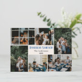 ハヌカータイポグラフィブルーファミリーフォトコラージュ シーズンカード (スタンド正面)