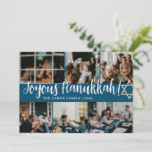 ハヌカータイポグラフィブルーファミリーフォトコラージュ シーズンカード (スタンド正面)