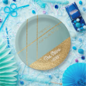 ハヌカーターコイズと金ゴールド紙プレート ペーパープレート (パーティー)