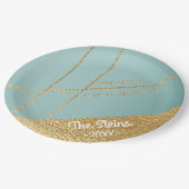 ハヌカーターコイズと金ゴールド紙プレート ペーパープレート (アングル)