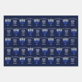 ハヌカーダークブルー(ユダヤ教)メノラーモノグラム詰め合わせ ラッピングペーパーシート (正面)