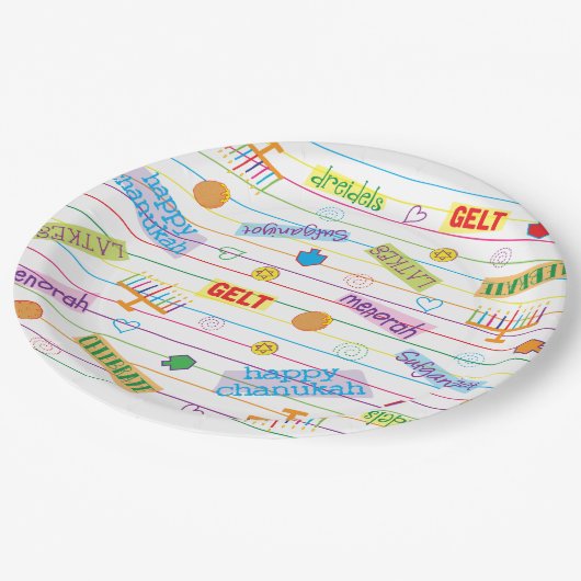 ハヌカーデザインパーティー ペーパープレート (アングル)