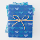 ハヌカーハヌカー(ユダヤ教の祭り)チャヌキア(ユダヤ教)メノラーパターンブルー ラッピングペーパーシート (インサイチュ)