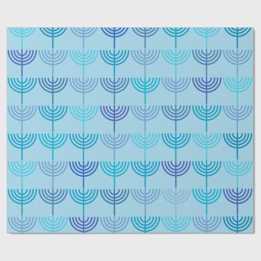 ハヌカーハヌカー（ユダヤ教の祭り）チャヌキア（ユダヤ教）メノラーパターンブルー ラッピングペーパー (フラット)