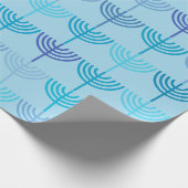 ハヌカーハヌカー（ユダヤ教の祭り）チャヌキア（ユダヤ教）メノラーパターンブルー ラッピングペーパー (角)