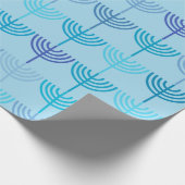 ハヌカーハヌカー(ユダヤ教の祭り)チャヌキア(ユダヤ教)メノラーパターンブルー ラッピングペーパー (角)