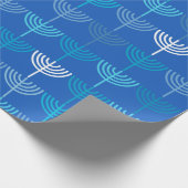 ハヌカーハヌカー(ユダヤ教の祭り)チャヌキア(ユダヤ教)メノラーパターンブルー ラッピングペーパー (角)