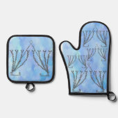 ハヌカーハヌカー(ユダヤ教の祭り)(ユダヤ教)メノラー 鍋つかみ&鍋敷きセット (正面)