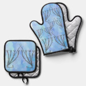 ハヌカーハヌカー(ユダヤ教の祭り)(ユダヤ教)メノラー 鍋つかみ&鍋敷きセット (正面/裏面)