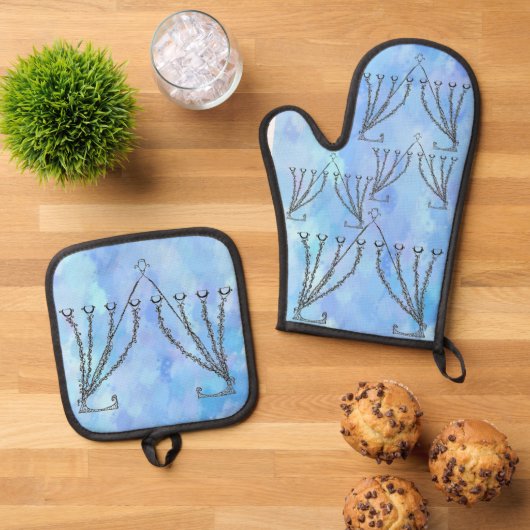 ハヌカーハヌカー(ユダヤ教の祭り)(ユダヤ教)メノラー 鍋つかみ&鍋敷きセット (トップダウン)