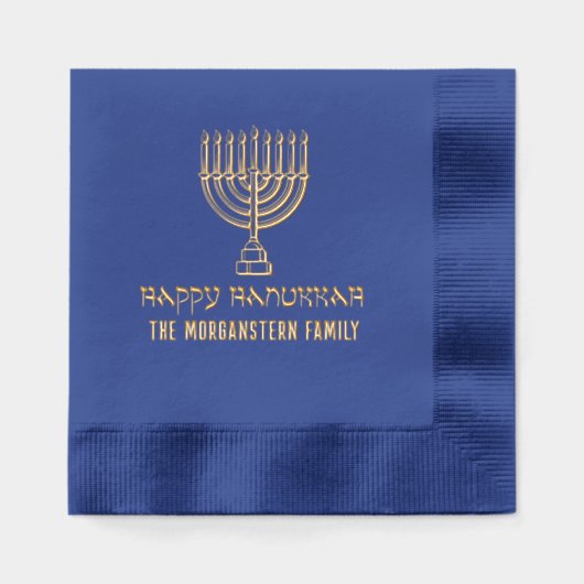 ハヌカーハヌカー(ユダヤ教の祭り)リスト(ユダヤ教)メノラー#31Lファミリー名 箔ナプキン (正面)