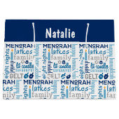 ハヌカーハヌカー（ユダヤ教の祭り）ワードアーパーソナライズされたト名 ラージペーパーバッグ (正面)