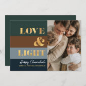 ハヌカーハヌカー(ユダヤ教の祭り)金ゴールドラブ&ライトフォトグリーティング (正面/裏面)