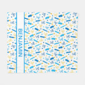 ハヌカーパーソナライズされたロウソク フリースブランケット (正面(横))