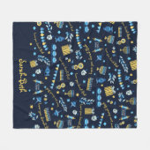 ハヌカーパーソナライズされた（ユダヤ教）メノラードレイドルフリース空白の フリースブランケット (正面(横))