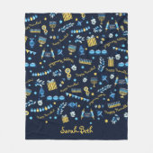 ハヌカーパーソナライズされた(ユダヤ教)メノラードレデル フリースブランケット (正面)