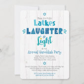 ハヌカーパーティーラテク笑い素朴灯モダン 招待状 (正面)